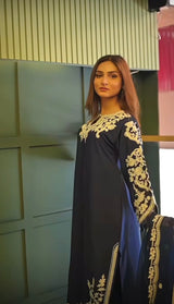 3 pc Embroidered Arabic linen dress