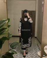 3 pc Embroidered Arabic linen dress