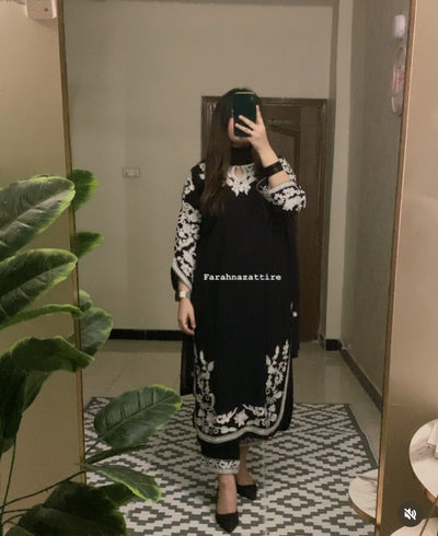 3 pc Embroidered Arabic linen dress