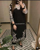 3 pc Embroidered Arabic linen dress