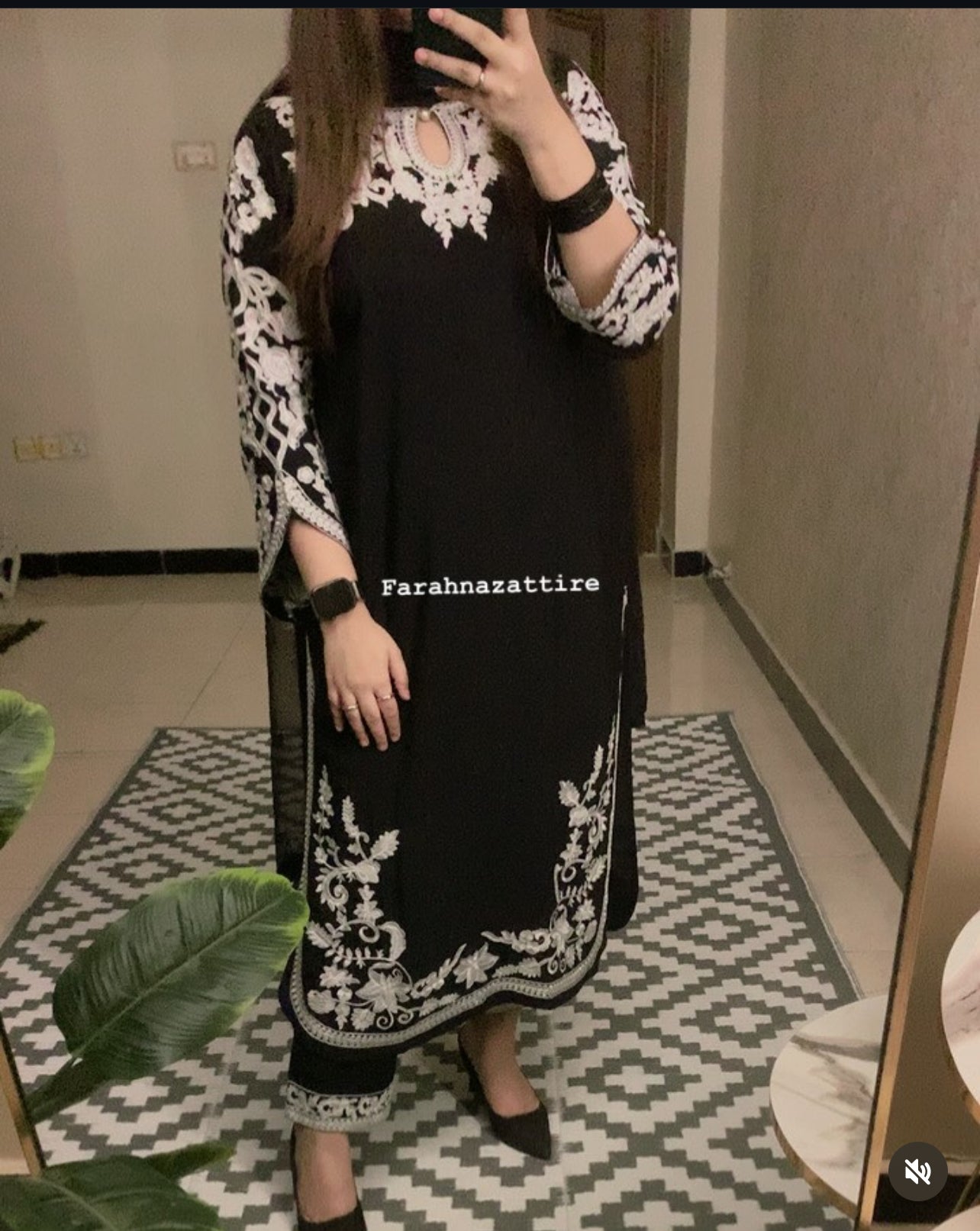 3 pc Embroidered Arabic linen dress