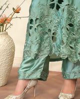 3 pc silk cutwork dress