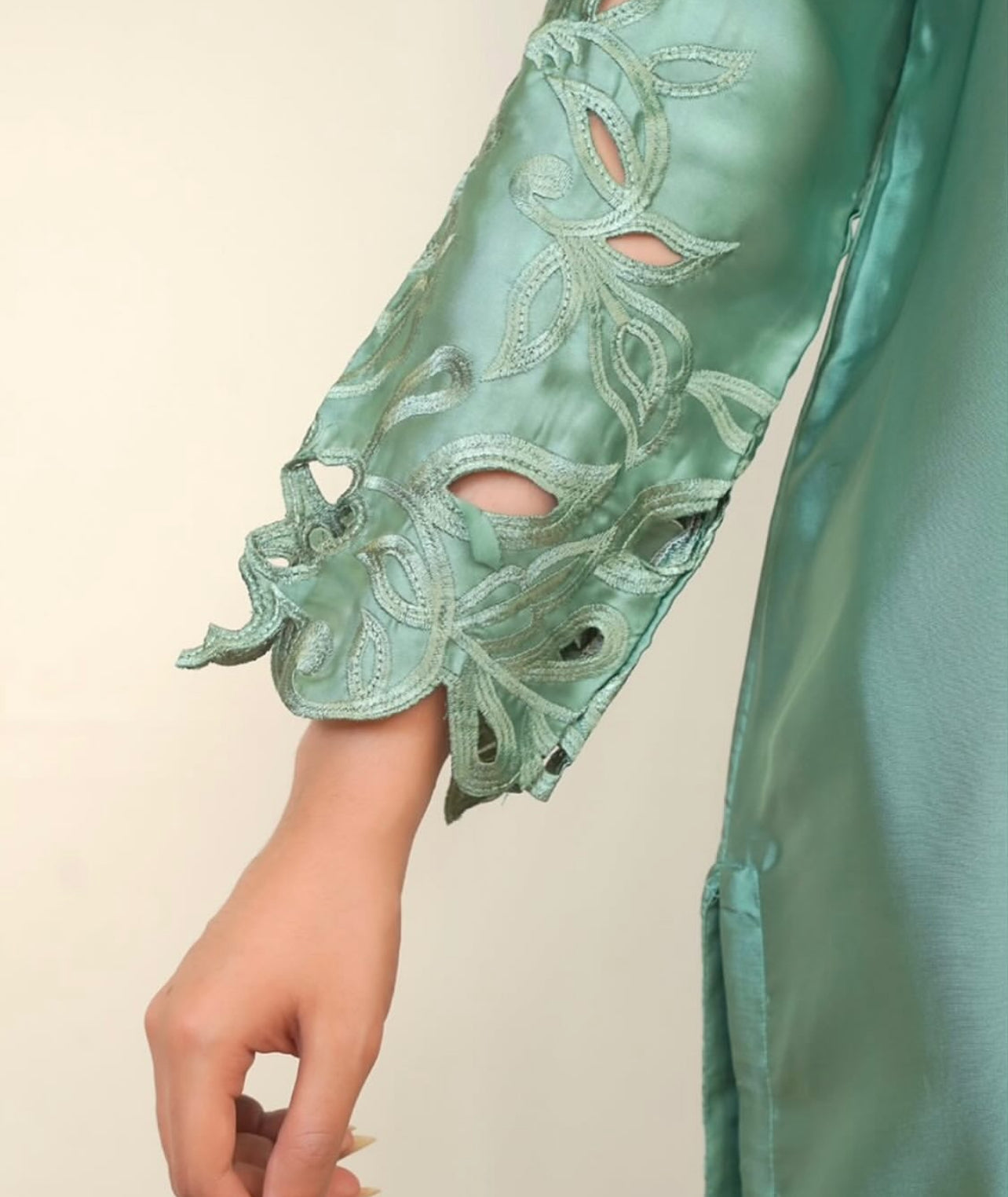 3 pc silk cutwork dress