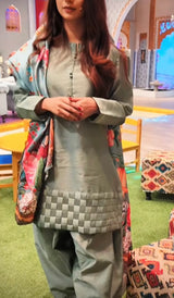 3 pc silk dress with Farshi Shalwar