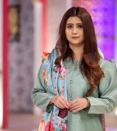 3 pc silk dress with Farshi Shalwar