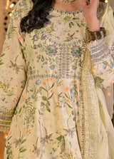 Women's 3 Piece Embroidered Raw Silk Frock Suit – Butter Lime