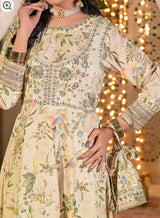Women's 3 Piece Embroidered Raw Silk Frock Suit – Butter Lime