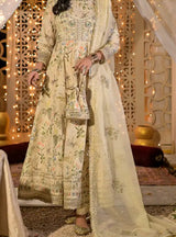 Women's 3 Piece Embroidered Raw Silk Frock Suit – Butter Lime