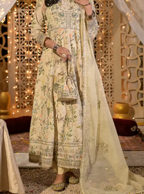 Women's 3 Piece Embroidered Raw Silk Frock Suit – Butter Lime