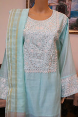 3 pc Embroidery Dress Shirt, Dupatta and Trouser in Chiffon