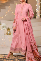 Women's 3 Piece Fancy Viscose Embroidered Frock – Tea Pink