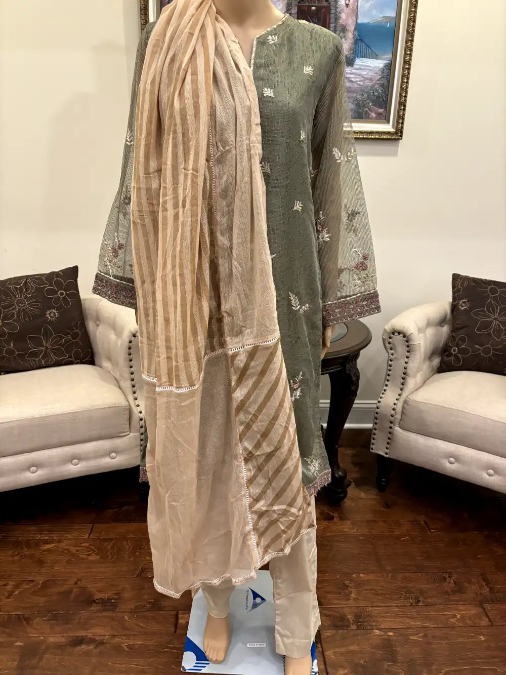 3Pc Embroidered Cotton suit Pakistani Party Wear