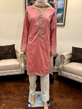 3Pc Embroidered Cotton Satin suit Pakistani Party Wear
