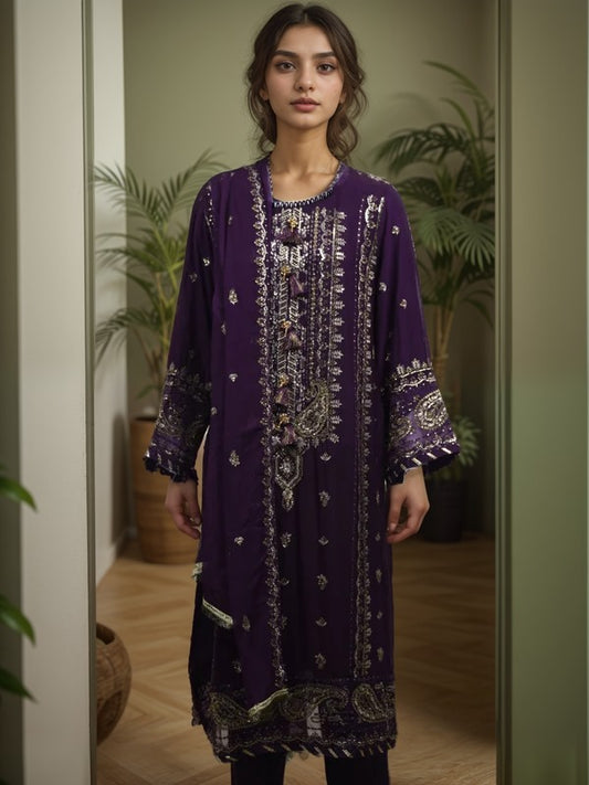 3 Pcs Pakistani Chiffon Dress in USA