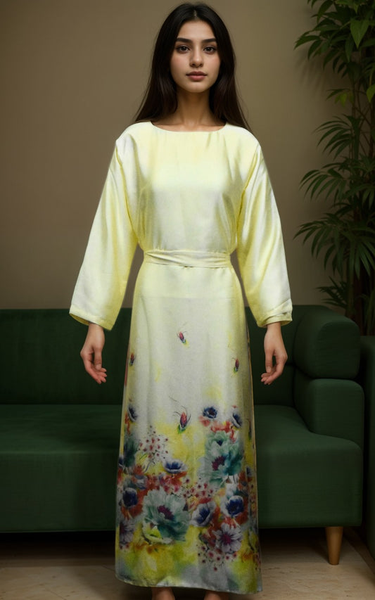 Silky long shirt with self design
