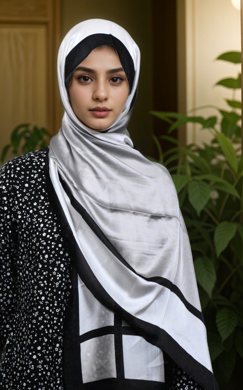 Silky Scarf with flowers