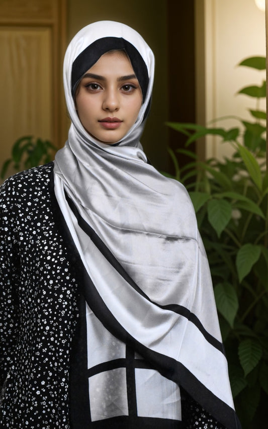 Silky Scarf with flowers