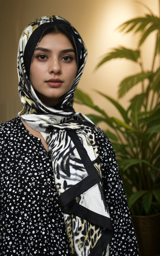 Silky Scarf with flowers