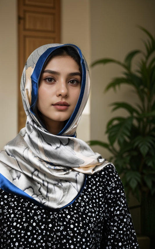 Silky Scarf with flowers