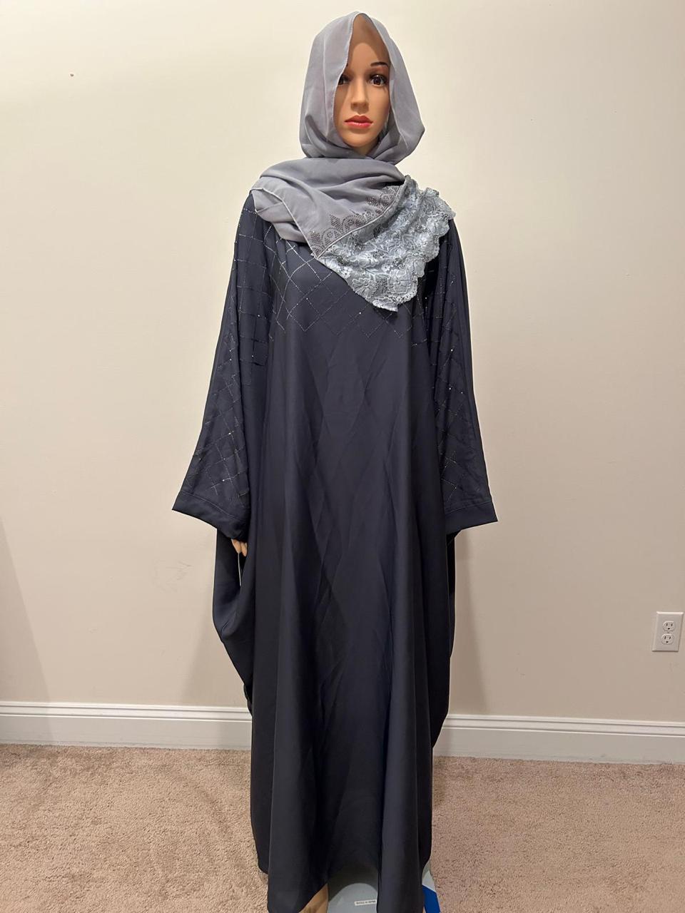 Plain Butterfly Abaya with Stone work