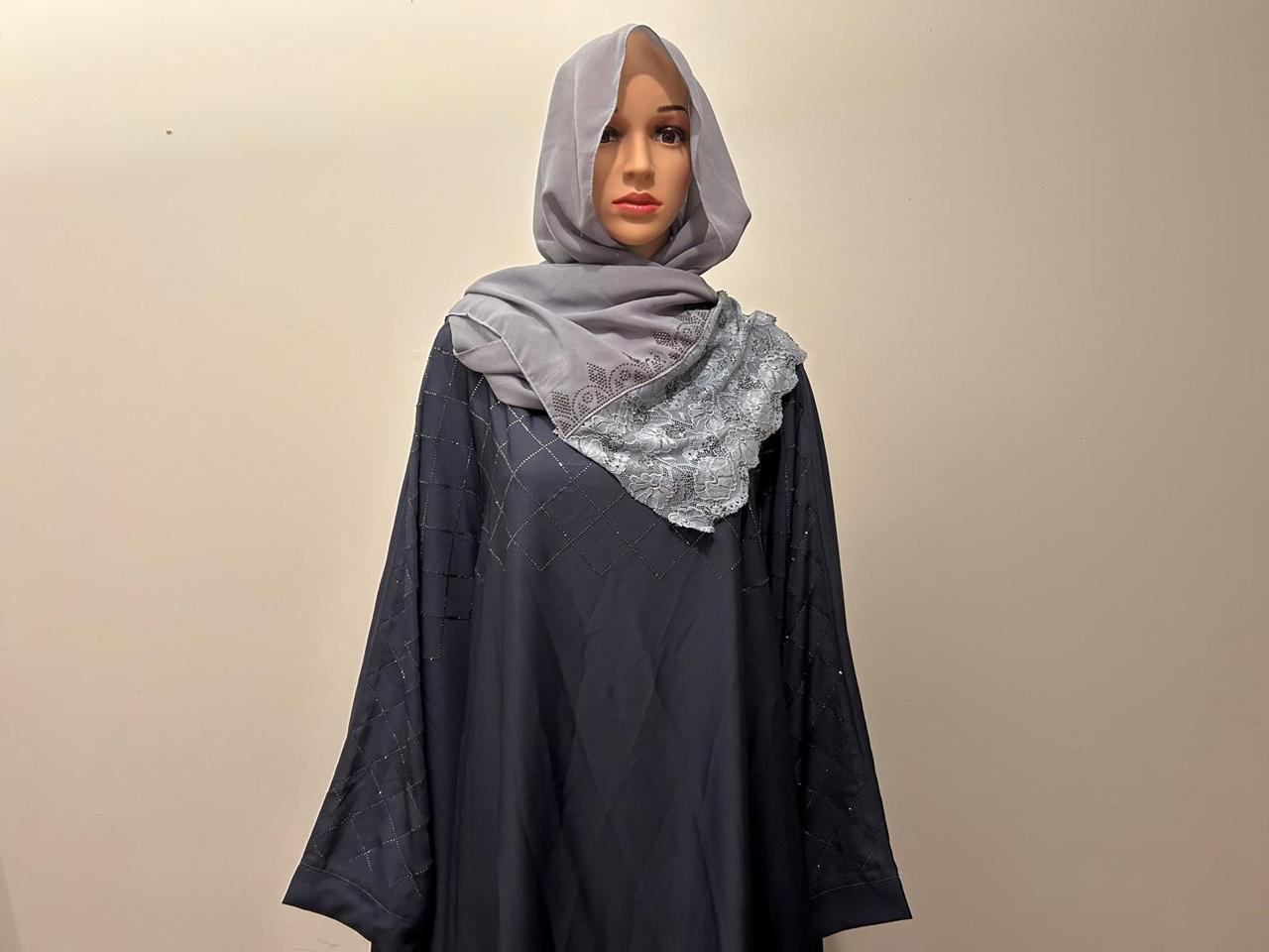 Plain Butterfly Abaya with Stone work