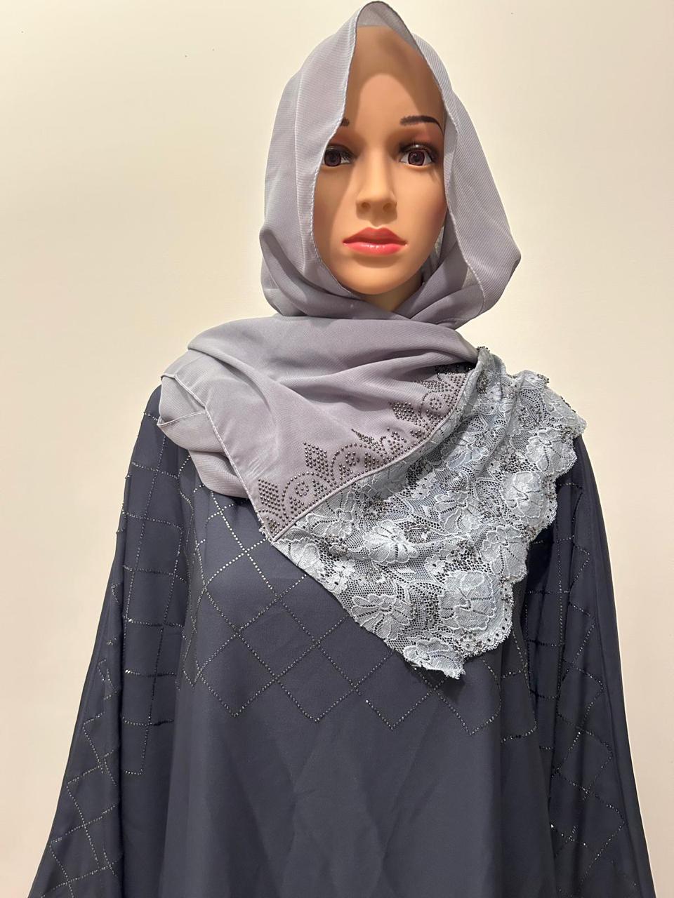 Plain Butterfly Abaya with Stone work