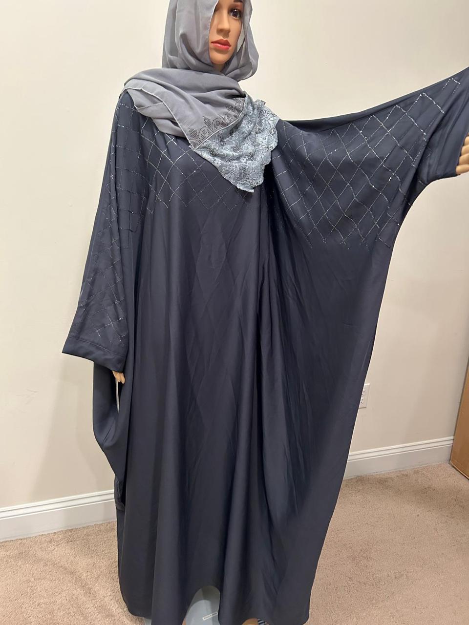Plain Butterfly Abaya with Stone work