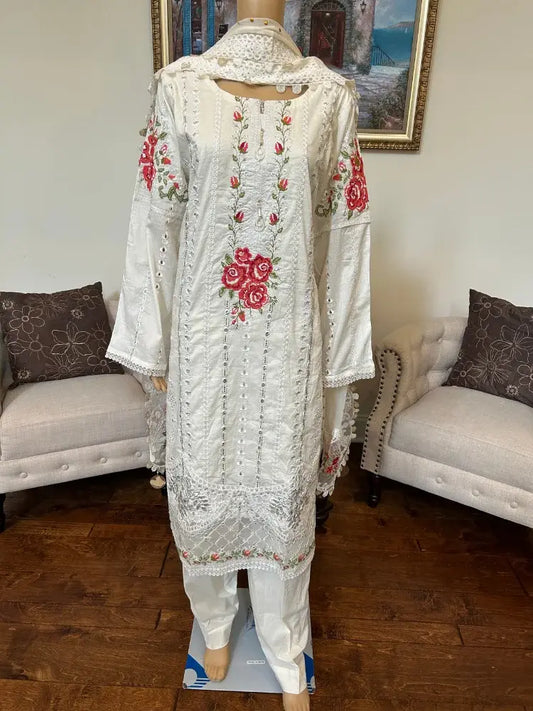 Maria B Embroidered and chikan kari Lawn