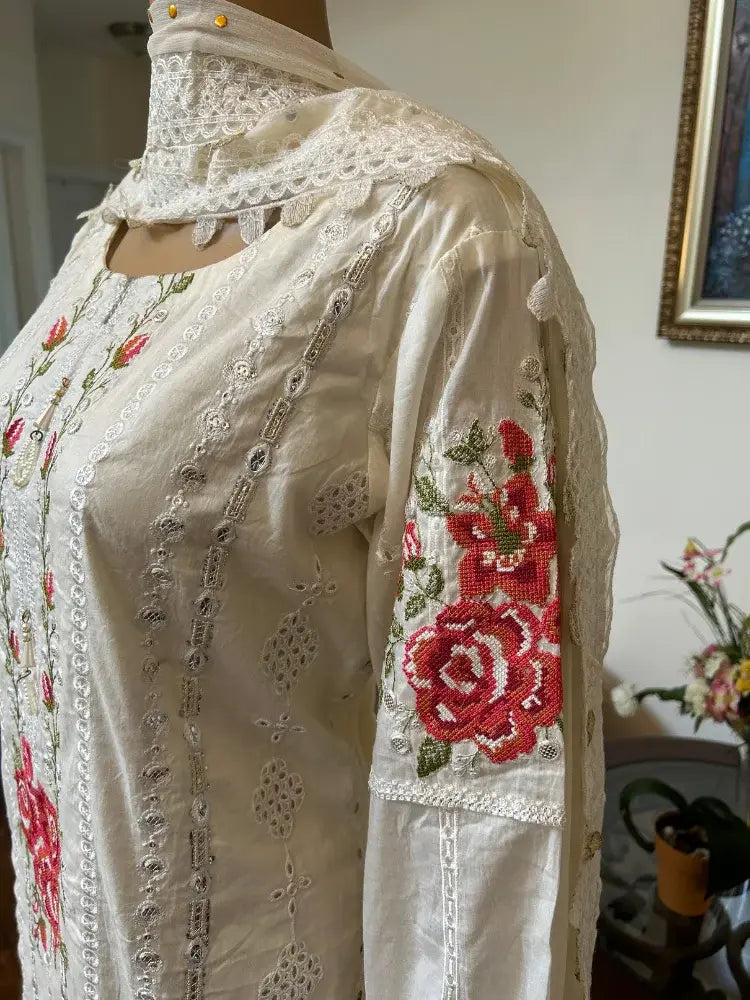 Maria B Embroidered and chikan kari Lawn