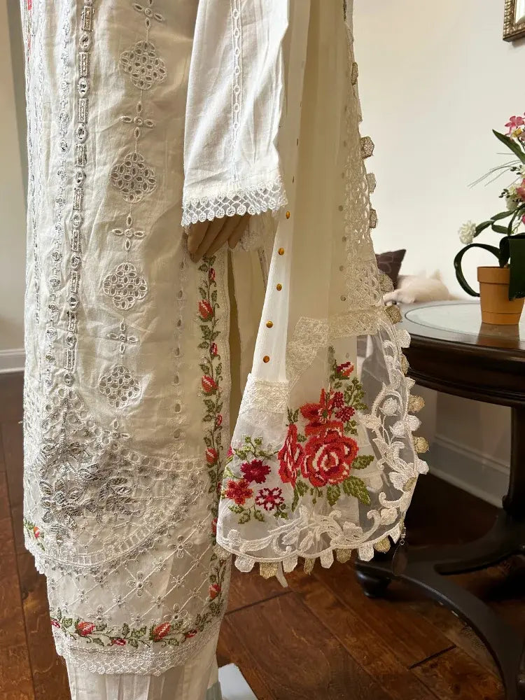 Maria B Embroidered and chikan kari Lawn