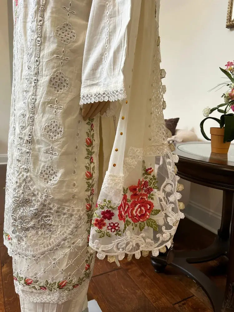 Maria B Embroidered and chikan kari Lawn