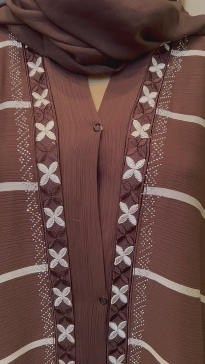 Plain Abaya with Stripes
