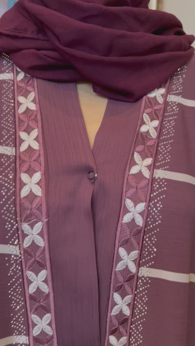 Plain Abaya with Stripes