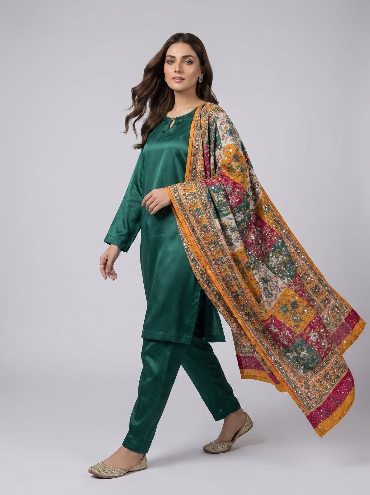 3 pc plain silk dress
