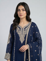 3 pcs chiffon plazo outfit with long kurta.