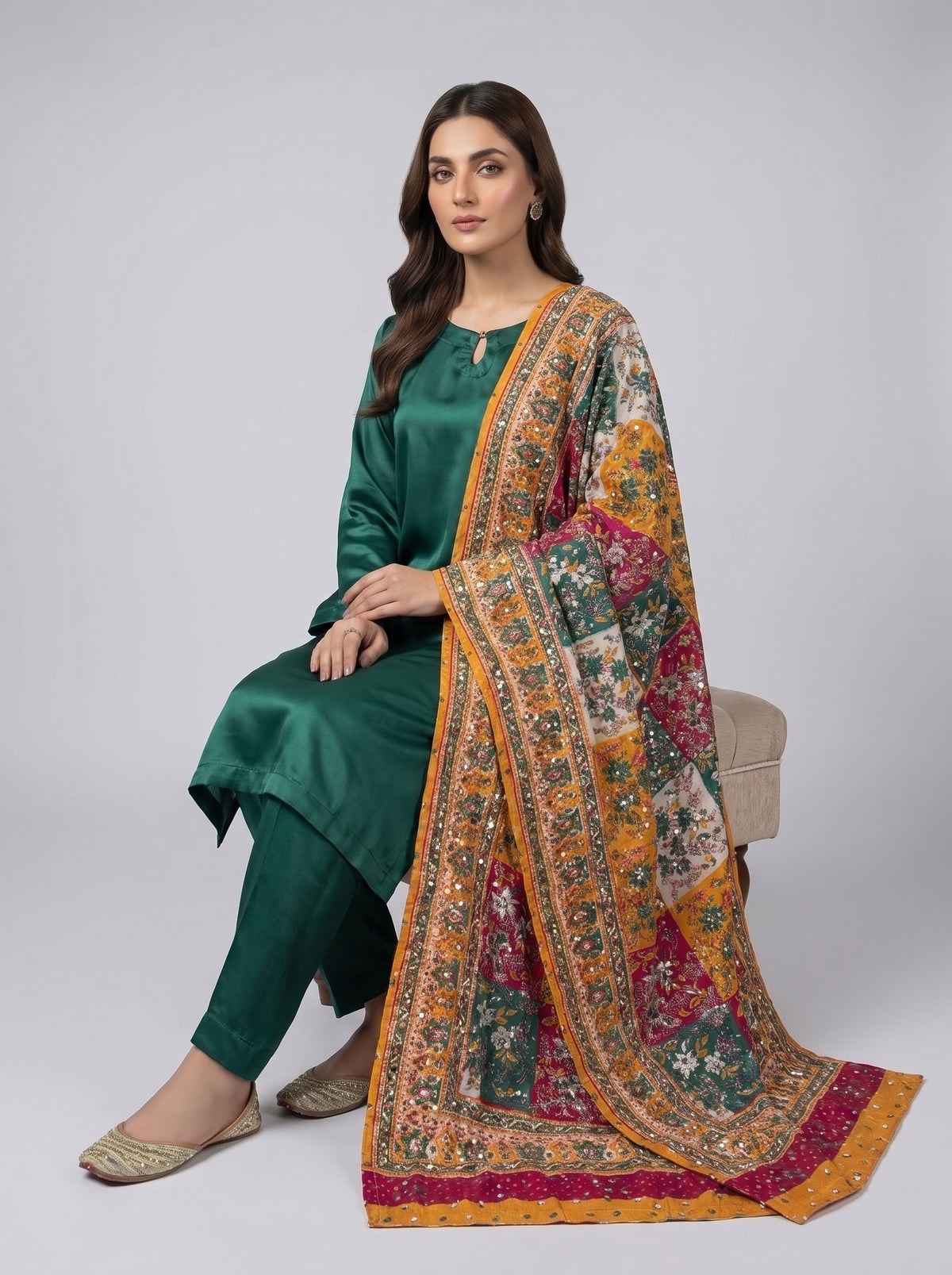 3 pc plain silk dress