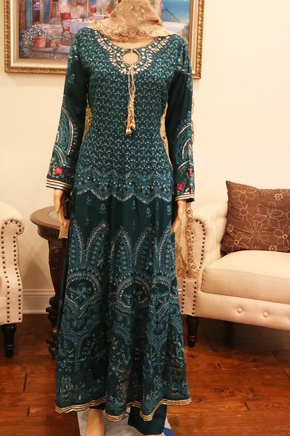 3pc Chiffon Maxi with Elegant Stone and Squence work on Maxi and Dupatta