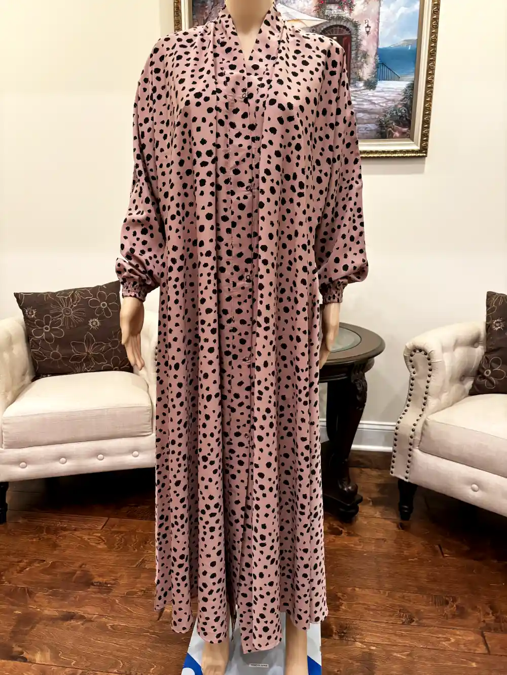 Printed Butterfly Abaya with Scarf
