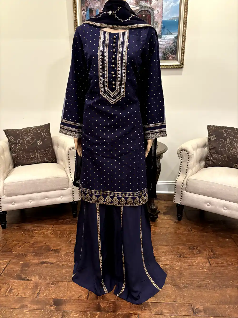 3pc Embroidered Chiffon suit